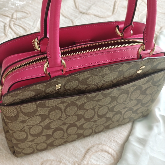 Coach Signature Brown and Pink Handbag - Picture 6 of 9